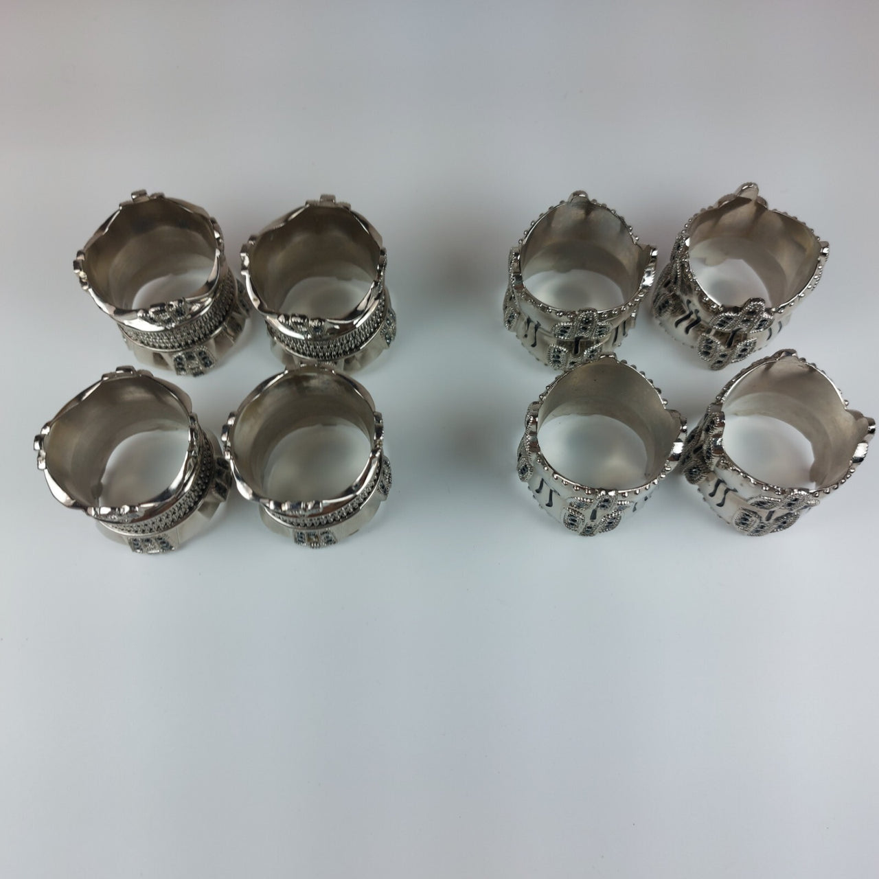 Nickel & Diamond Black Wallace Silversmiths silver Napkin Rings 1Male & 1 Femal9
