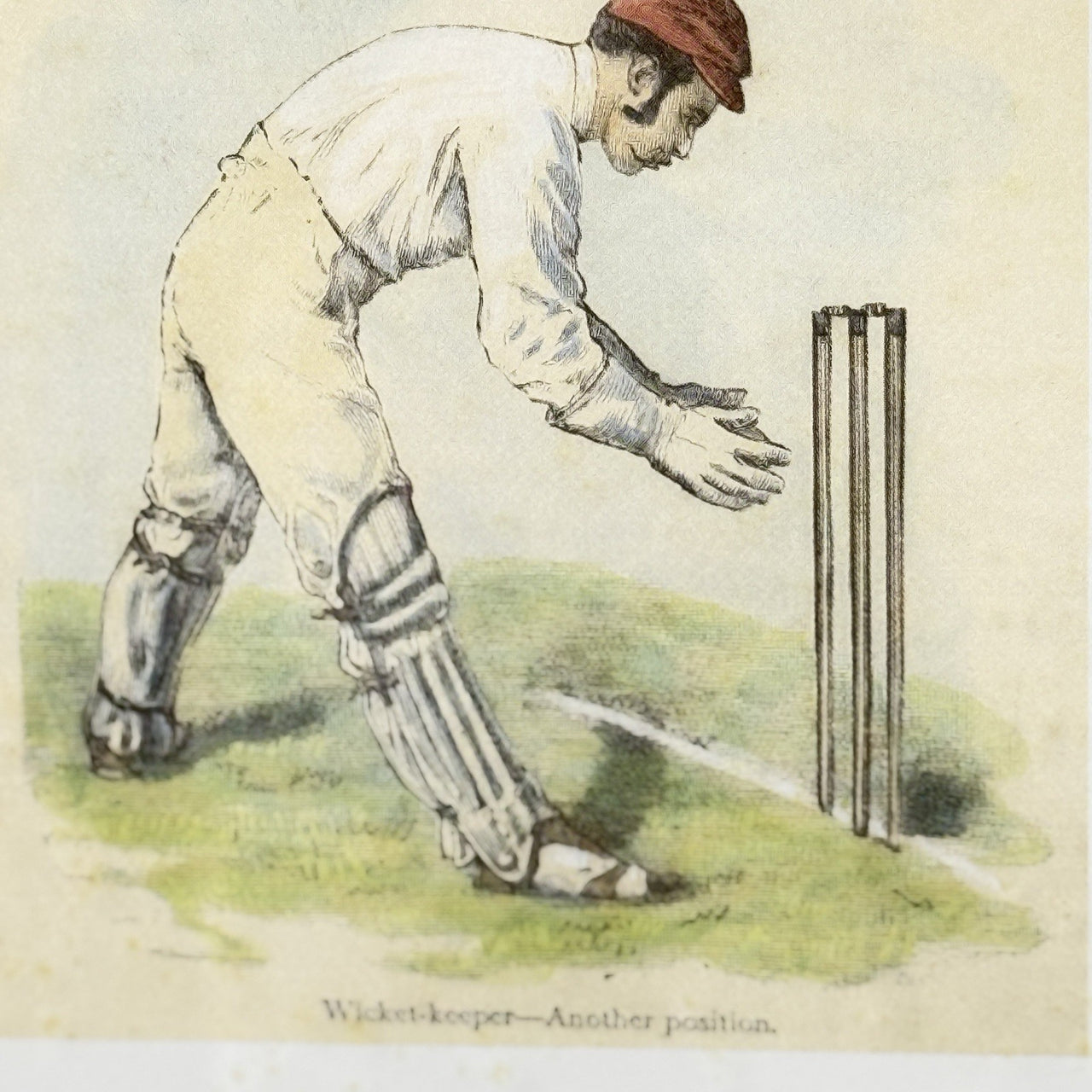 Lucien Davis Cricket Art Print Framed 19thC Illustrations Sport Scene Technique 6