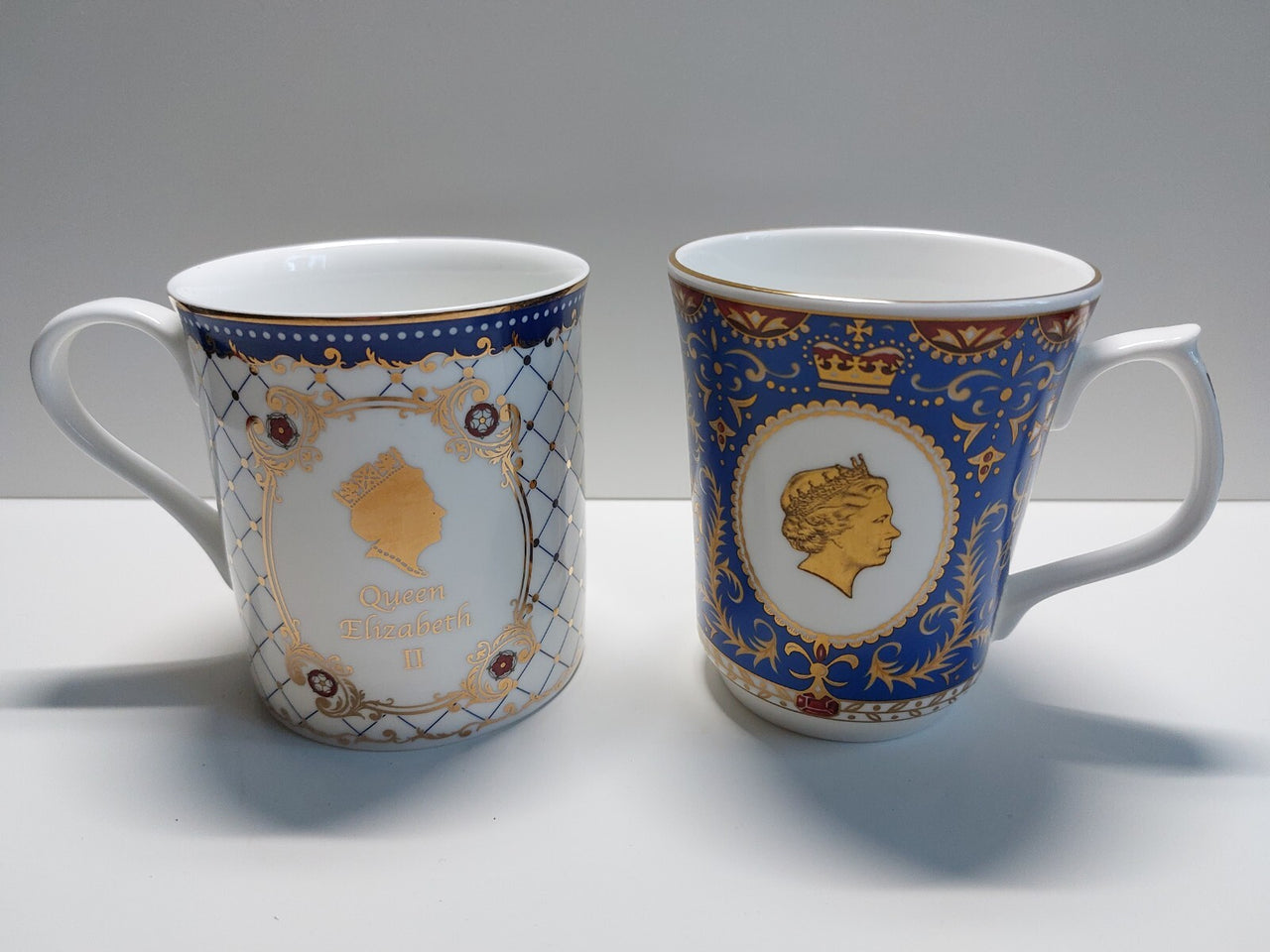 Ringtons Fine Bone Mugs Commemorative Queen Elizabeth II 2 Set of Wade Vintage0
