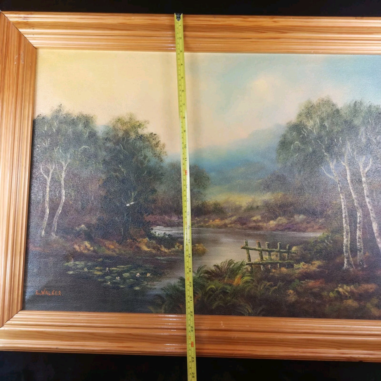 Original Oil on Canvas River Painting – Signed by E. Walker, Landscape See Pics15