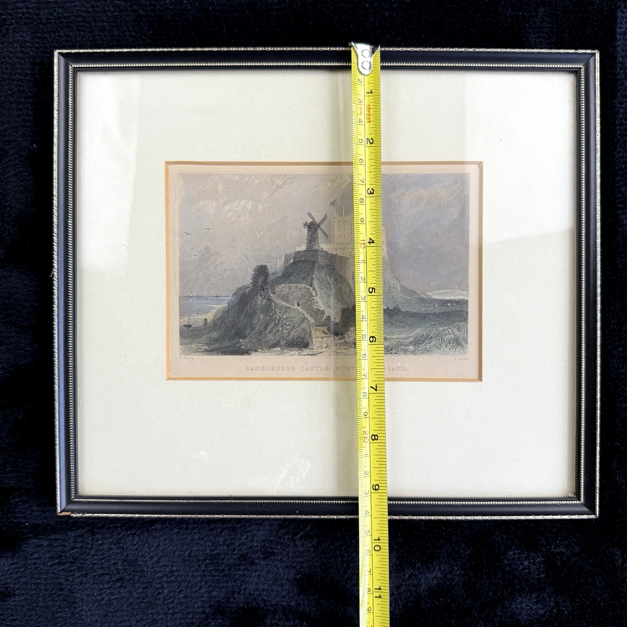 Pair Antique c.1830s Thomas Allom Engravings pr Bamborough & Holy Island Castle.7