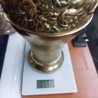 Thumbnail for Vtg/ Antique Brass Vase Embossed Floral Design   Decor Patina Dent Wear 13