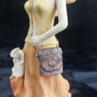 Thumbnail for Resin Girl Figurine with Purse & Dress –Blonde Vintage Style Statue  10