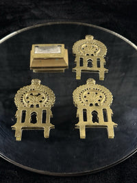 Thumbnail for BIRH Brass Miniature Indian Throne Backrests Set of 3 Hindu Temple Art Vintage6