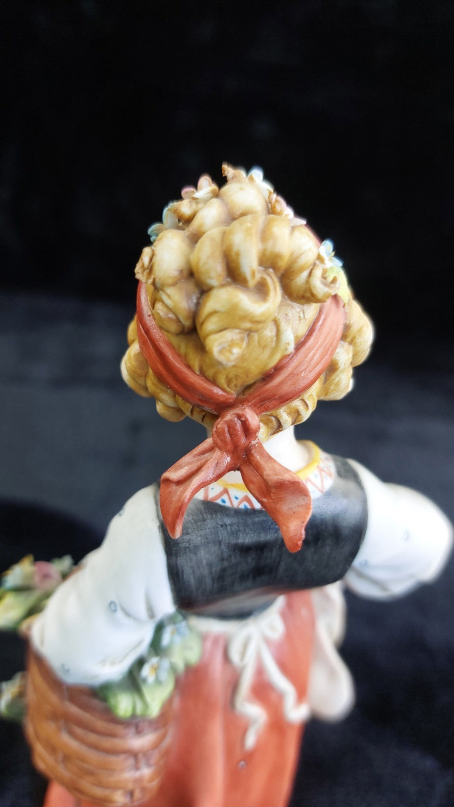 Capodimonte 10" Figurine Irene Tuzzi Lady Flowers 10"Basket Porcelain chipped8