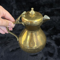Thumbnail for Brass Antique Tankard or Pouring Vessel w Hinged Lid gold brass victorin pitcher4