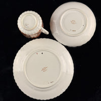 Thumbnail for Bradford China Fenton Tea Trio Red Floral Gilt Antique Cup Saucer Plate deco Set8