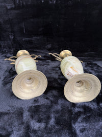 Thumbnail for Pair of Brass & Green Onyx Marble Urn Vases Ornate Handles Decorative 35cm21