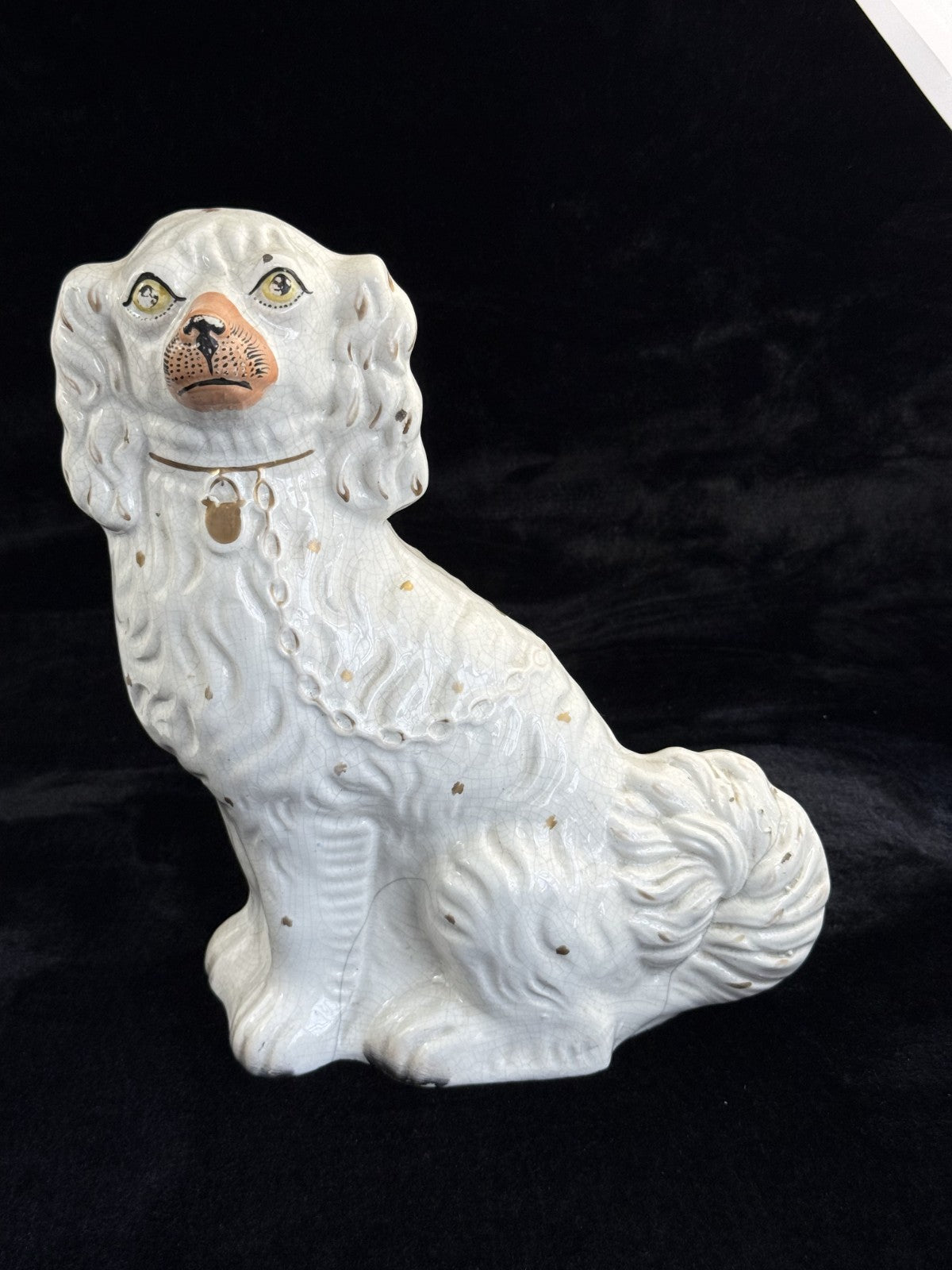 Antique Porcelain Staffordshire King Charles Spaniel Figurine Pair Victorian dec3
