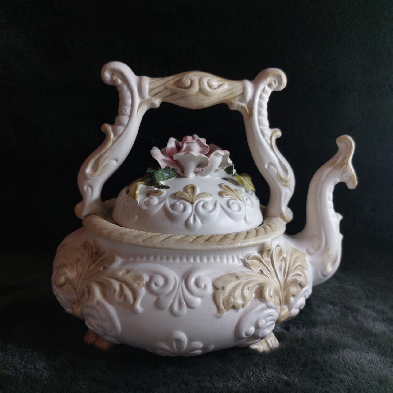 Rare Capodimonte Italian Porcelain Teapot – Floral Rococo Style Tea Pot gift19
