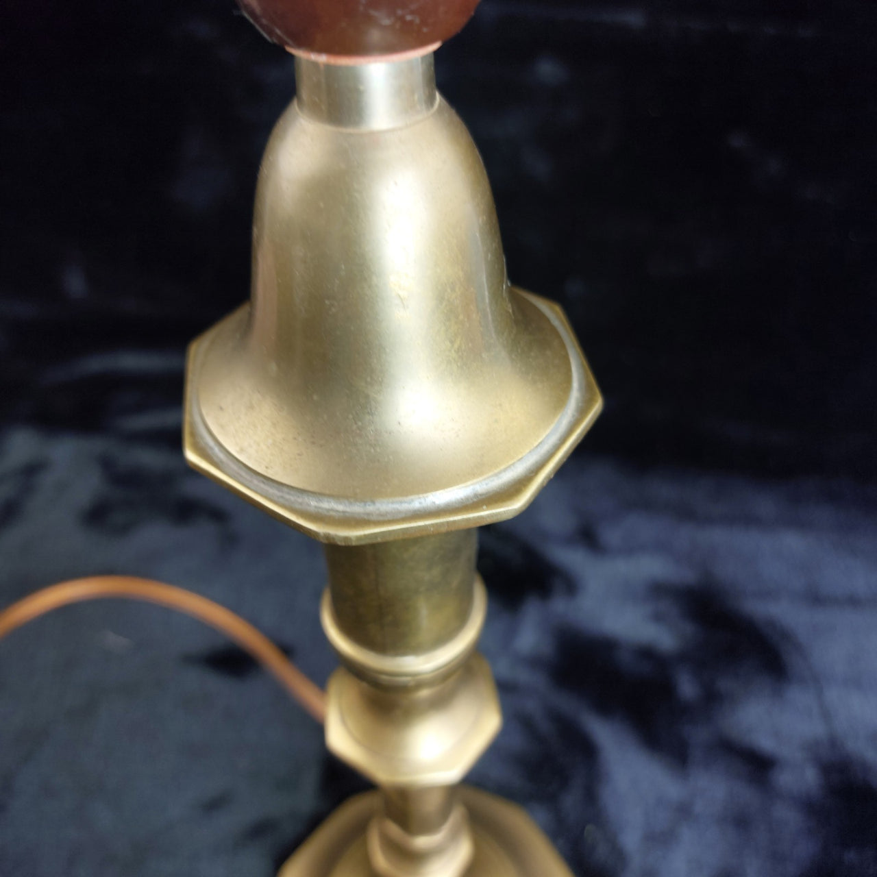 Vintage Brass Lamp Table Good Patina EU Plug Classic Electric Light 15" Tall5
