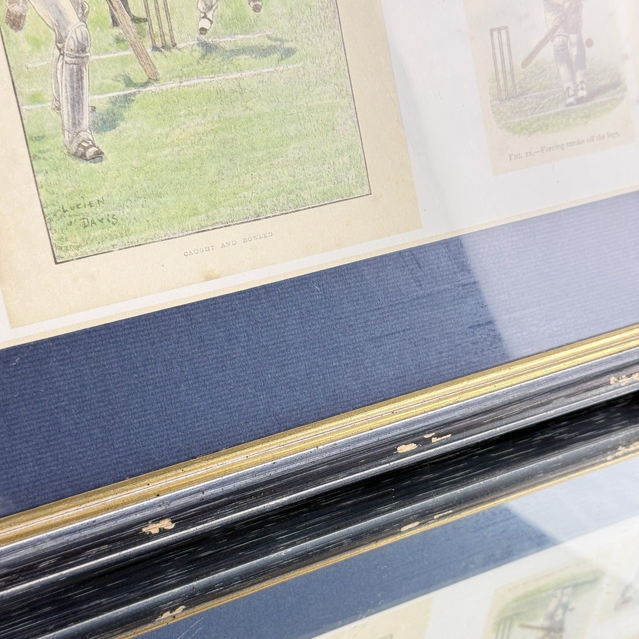 Lucien Davis Cricket Art Print Framed 19thC Illustrations Sport Scene Technique 12