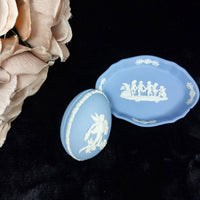 Thumbnail for Wedgwood Blue Jasperware Pin & Trinket Egg Dish see pictures Vase United Kingdom2