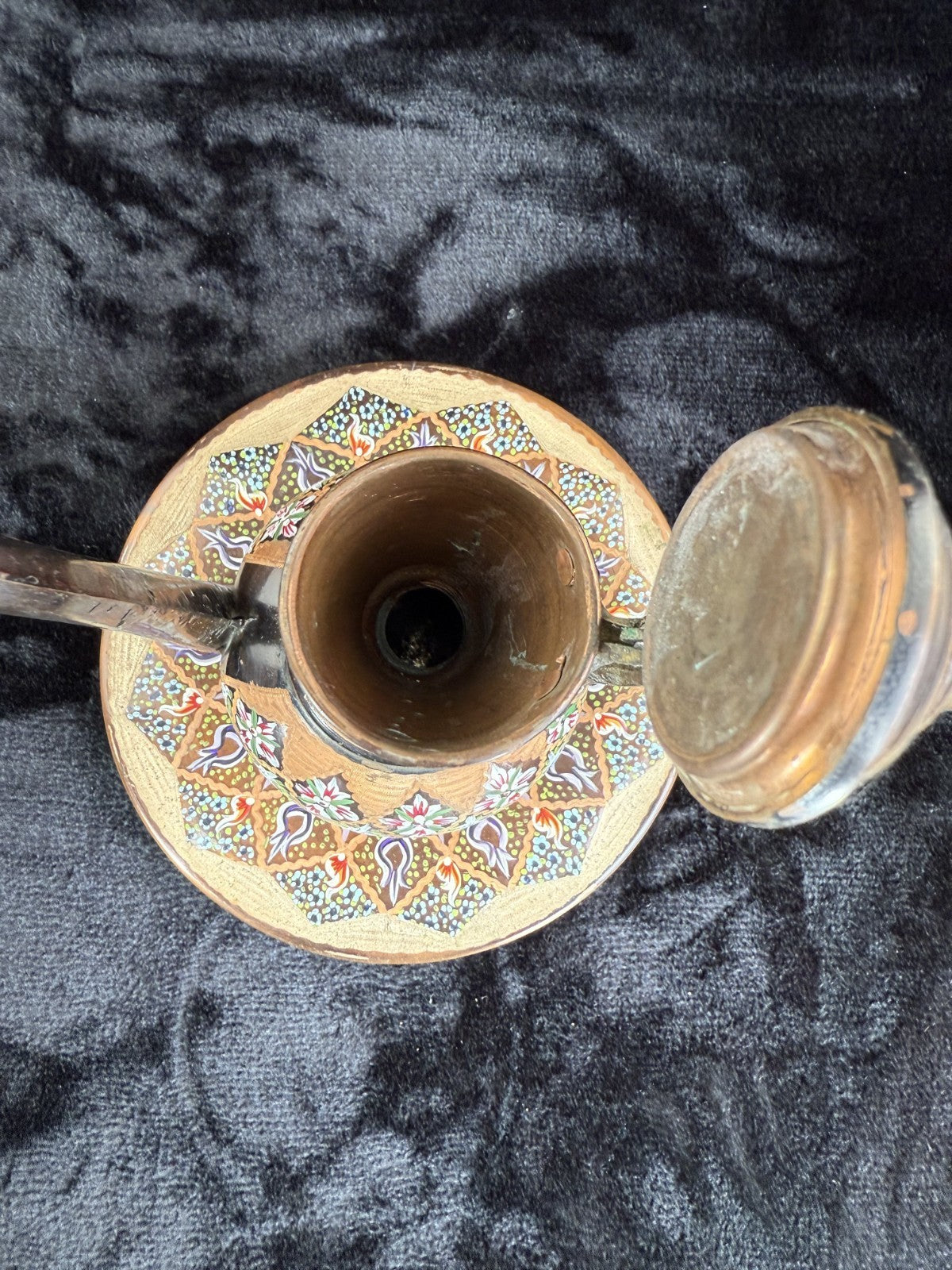 One-of-a-Kind Hand-Painted Large Copper Pitcher & Tray/plate Set see the pics.14