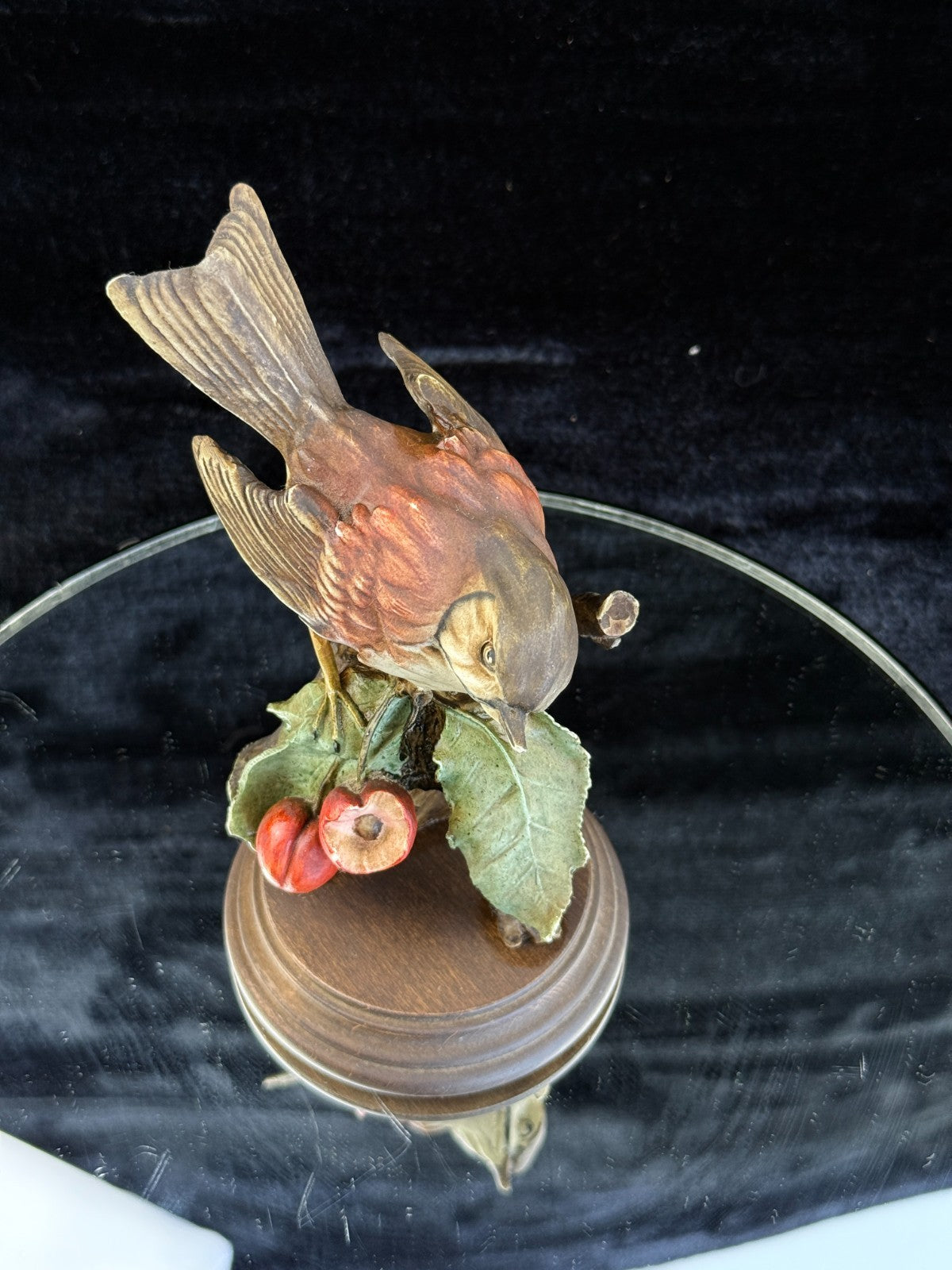 Giuseppe Armani Sparrow Capodimonte & Cherries Figurine Signed G. 7" gift Italy.11