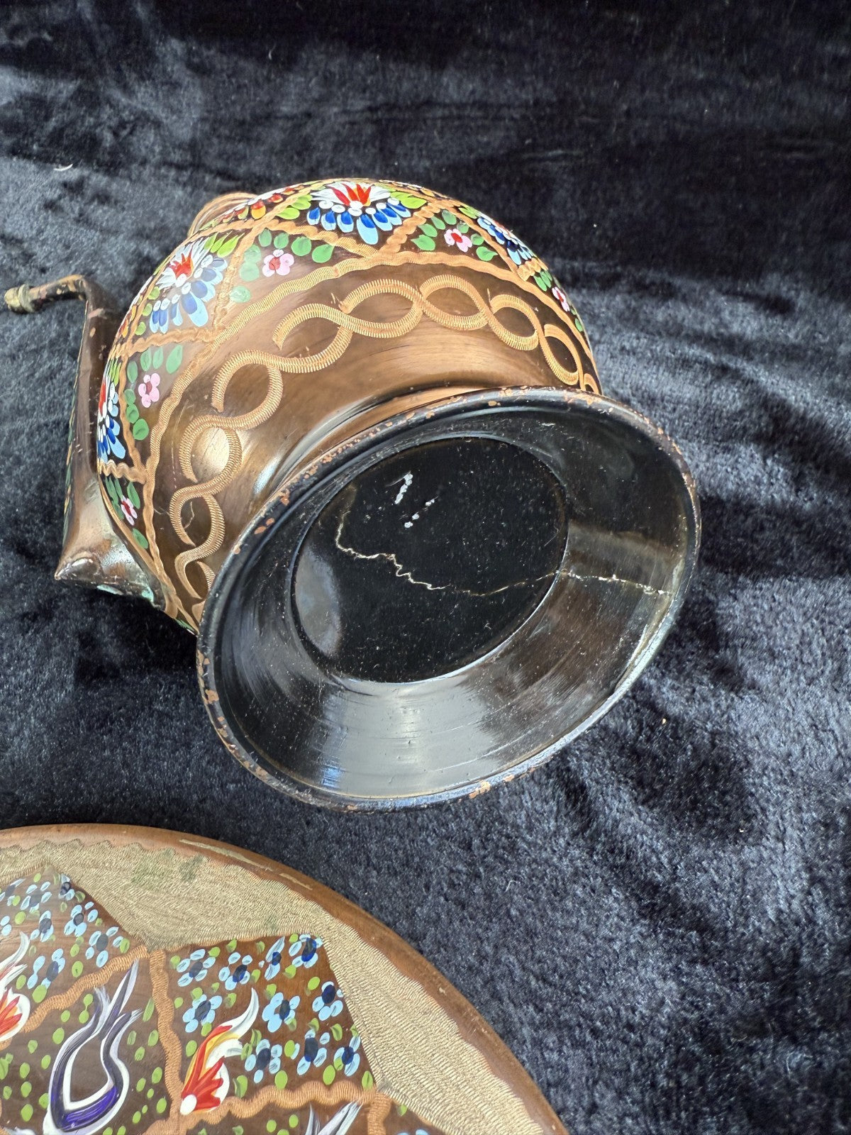 One-of-a-Kind Hand-Painted Large Copper Pitcher & Tray/plate Set see the pics.17