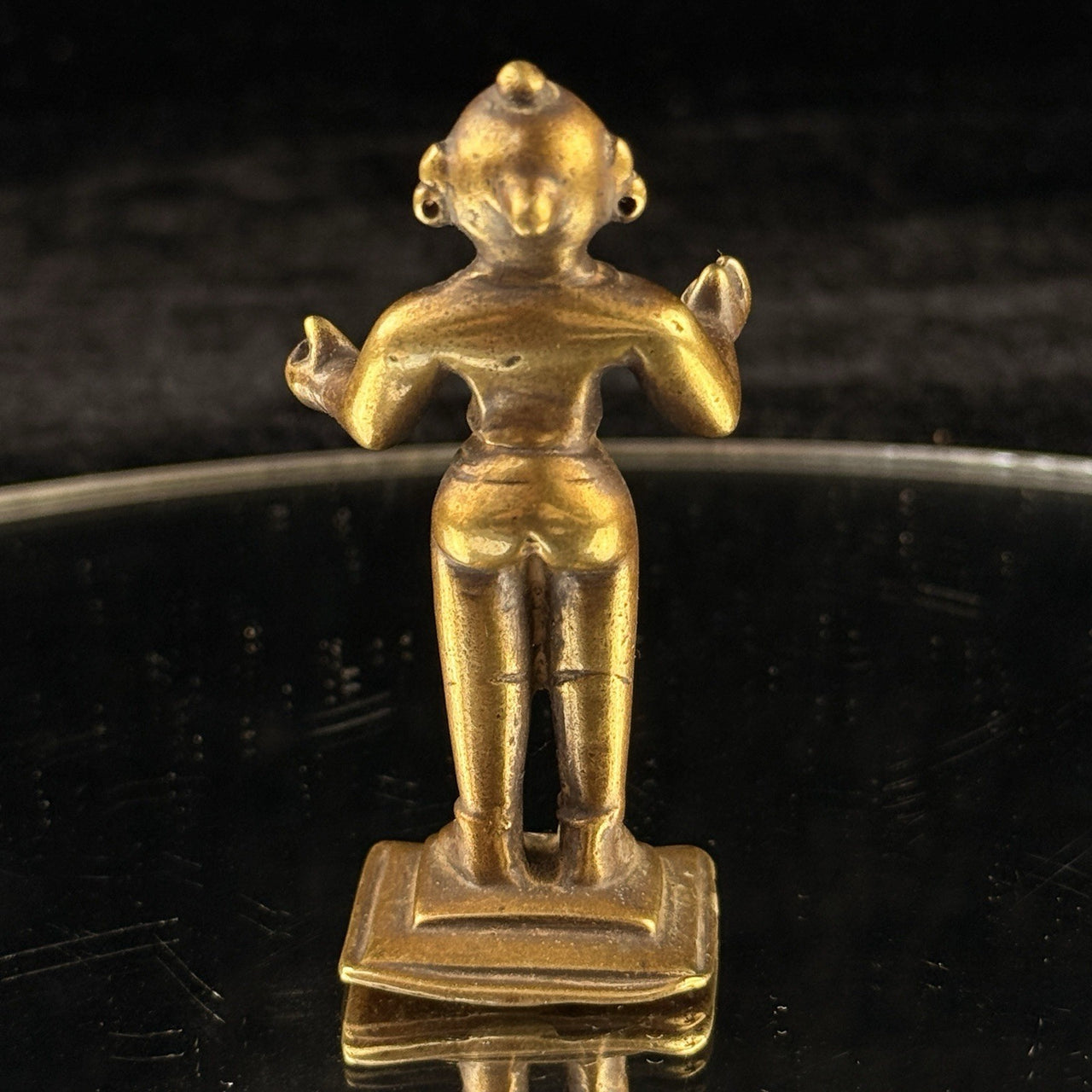Antique Brass Indian Female Figure Of Radna 3.25” Handcrafted Tribal Folk Bengal4