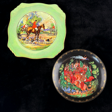 Royal Winton Grimwades English Hunting Scene Plate & Palekh 1988 Ruslan decor0