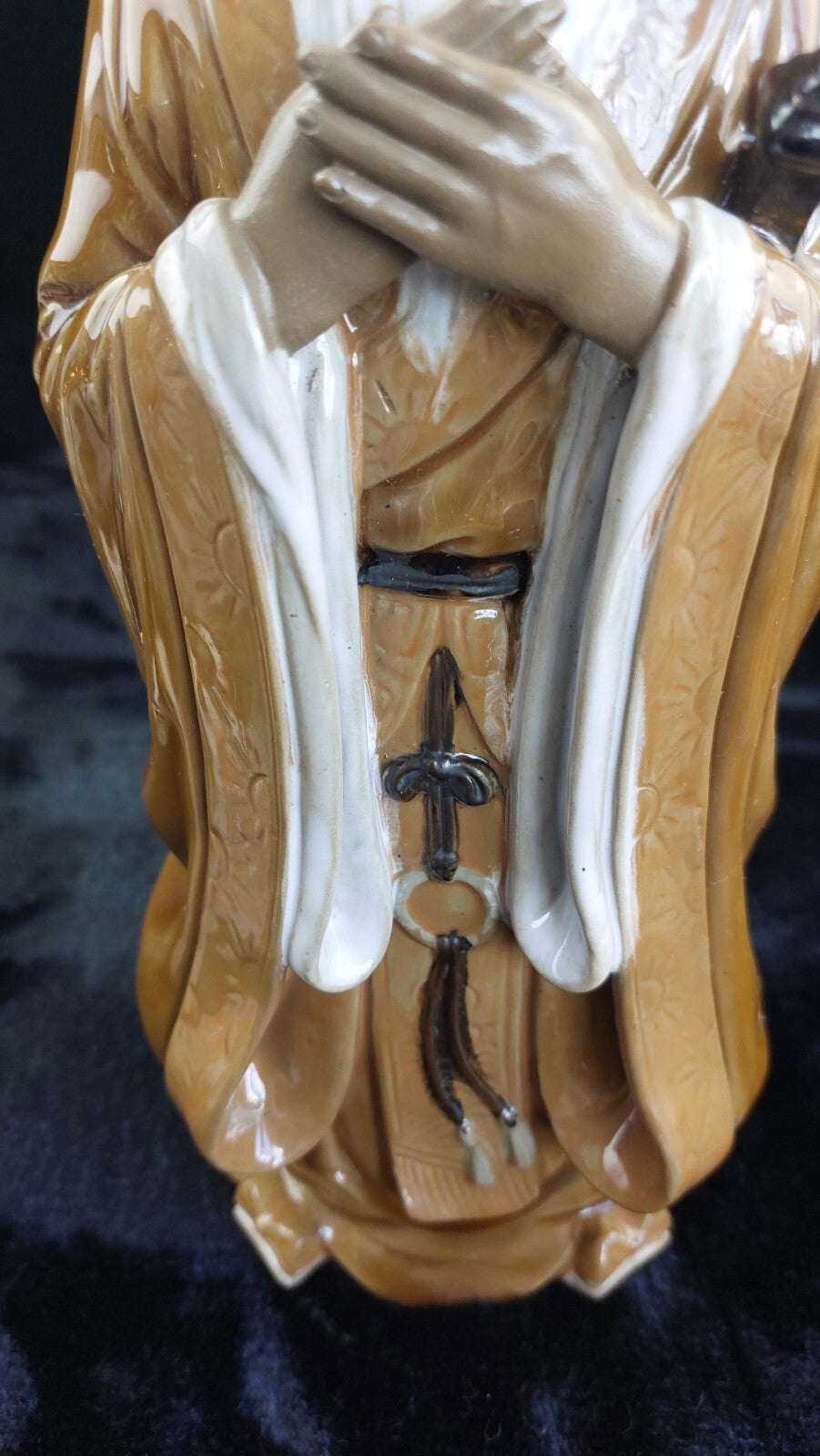 Chinese Porcelain Figure Confucius Good Glazed 1291g Statue Brown White Rob 30c3