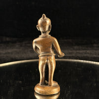 Thumbnail for Antique Bronze Tribal Figure African Style Metal Sculpture – Worn Hand. 4” Tall 3