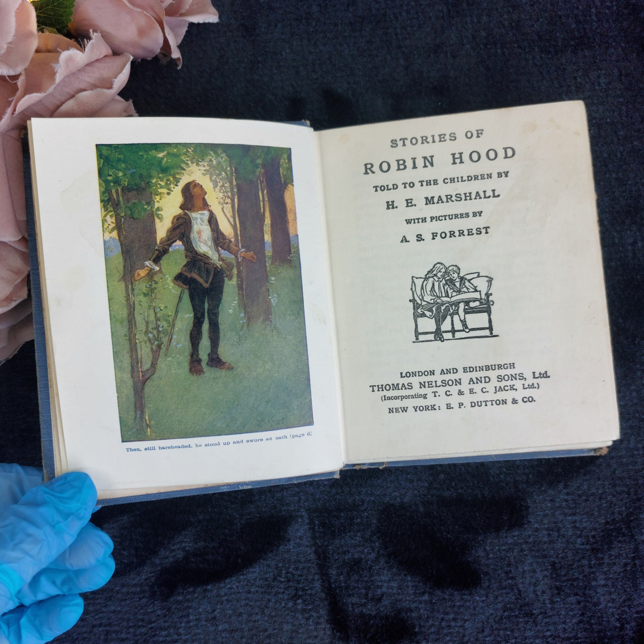 Robin Hood 1930s H.E. Marshall  Illustrated A.S. Forrest Told to the Children HB4