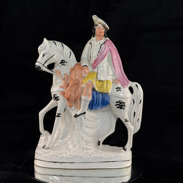 1800s Staffordshire Pottery Horse Rider Figure Large Hand Painted Antique seePic0