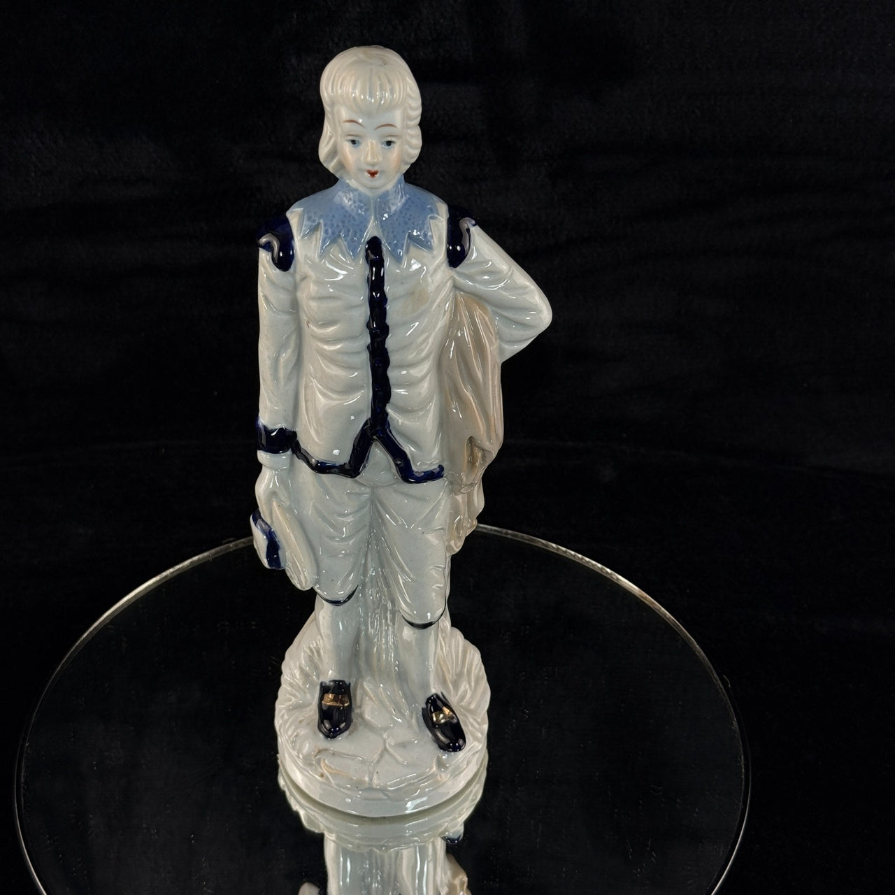 Antique Porcelain Colonial Figurine White Blue Gold Trim 11" Hand Painted gift0