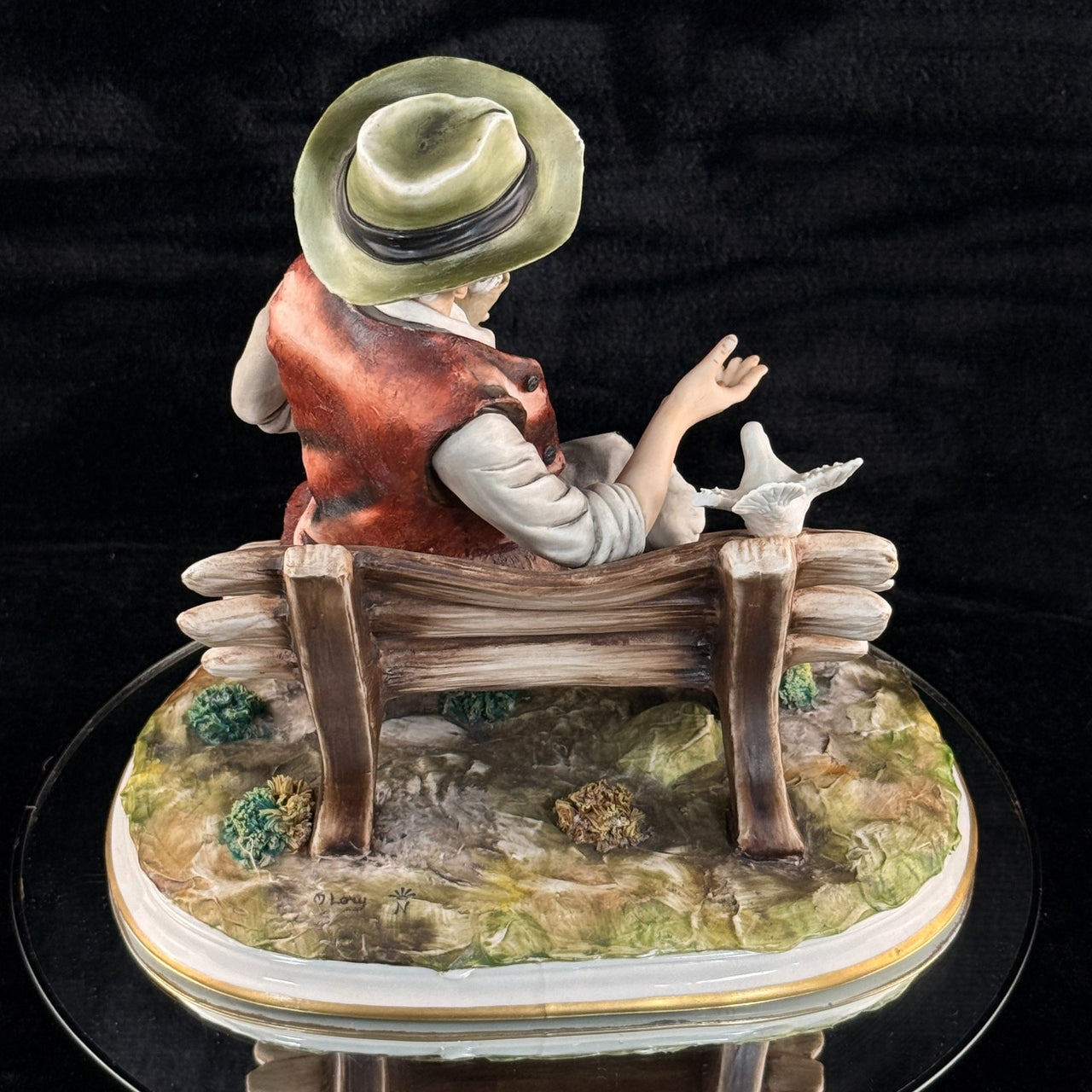 Capodimonte M. Lory Figurine Man With Doves – Signed – 13" Hand Painted bird see10
