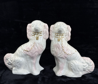 Thumbnail for Antique Staffordshire Porcelain Pink and White  Pair King Charles Spaniel decor1