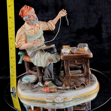 Cortese Capodimonte Porcelain Figurine Shoemaker Scene Italy 1963 Signed 9 in1