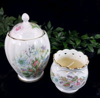 Thumbnail for Aynsley porcelain Wild Tudor 2 set of Lidded Jar & Candle Holder Bone China Made0