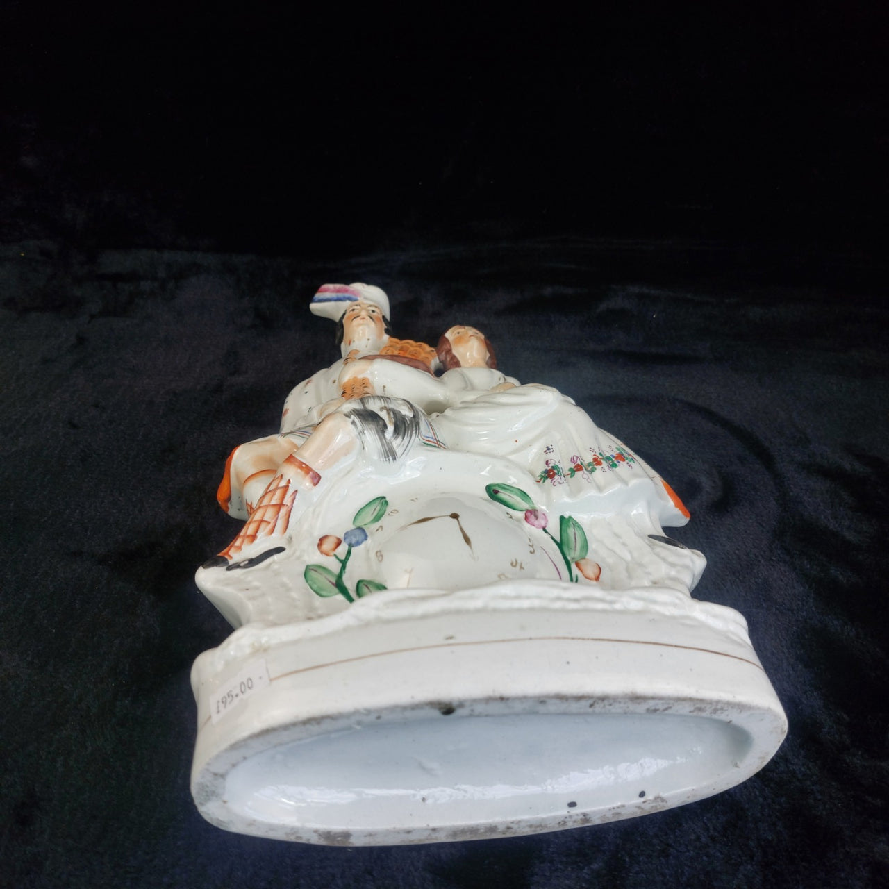Staffordshire Century 19th Figurine Bagpiper Couple Clock Large Scottish 14"10