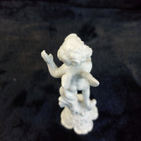 Thumbnail for Antique Italy Cherub Figurines Pair 6.5in Porcelain White Trumpet Flowers Damage16