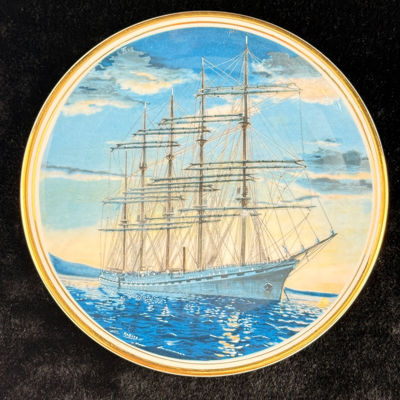Edwardian China Bone Tall Ships Plate Set – France II & Herzogin Cecilie – P.A.9