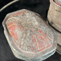 Thumbnail for Antique 19th Century Stone Trinket Box Red Floral Relief Lid 5