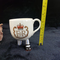 Thumbnail for Carlton Ware Jubilee Queen Mug Cup – Novelty Feet Design England 1952–1977 Pair.2