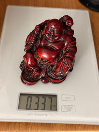 Thumbnail for Vintage Chinese Laughing Buddha Red Resin Figurine Happiness Prosperity Statue14