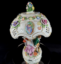 Thumbnail for Antique Hand-Painted Royal KPM Bavaria Porcelain Table Lamp with Floral decor3
