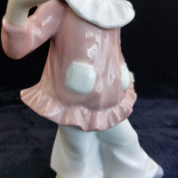 Thumbnail for Lladro Style Girl Figurine, Valencia Spain, Flower, Bow Pink , 12