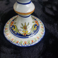 Thumbnail for Italian Antique Majolica Faience Candle Holder Floral Hand Painted Coat of Arms 7