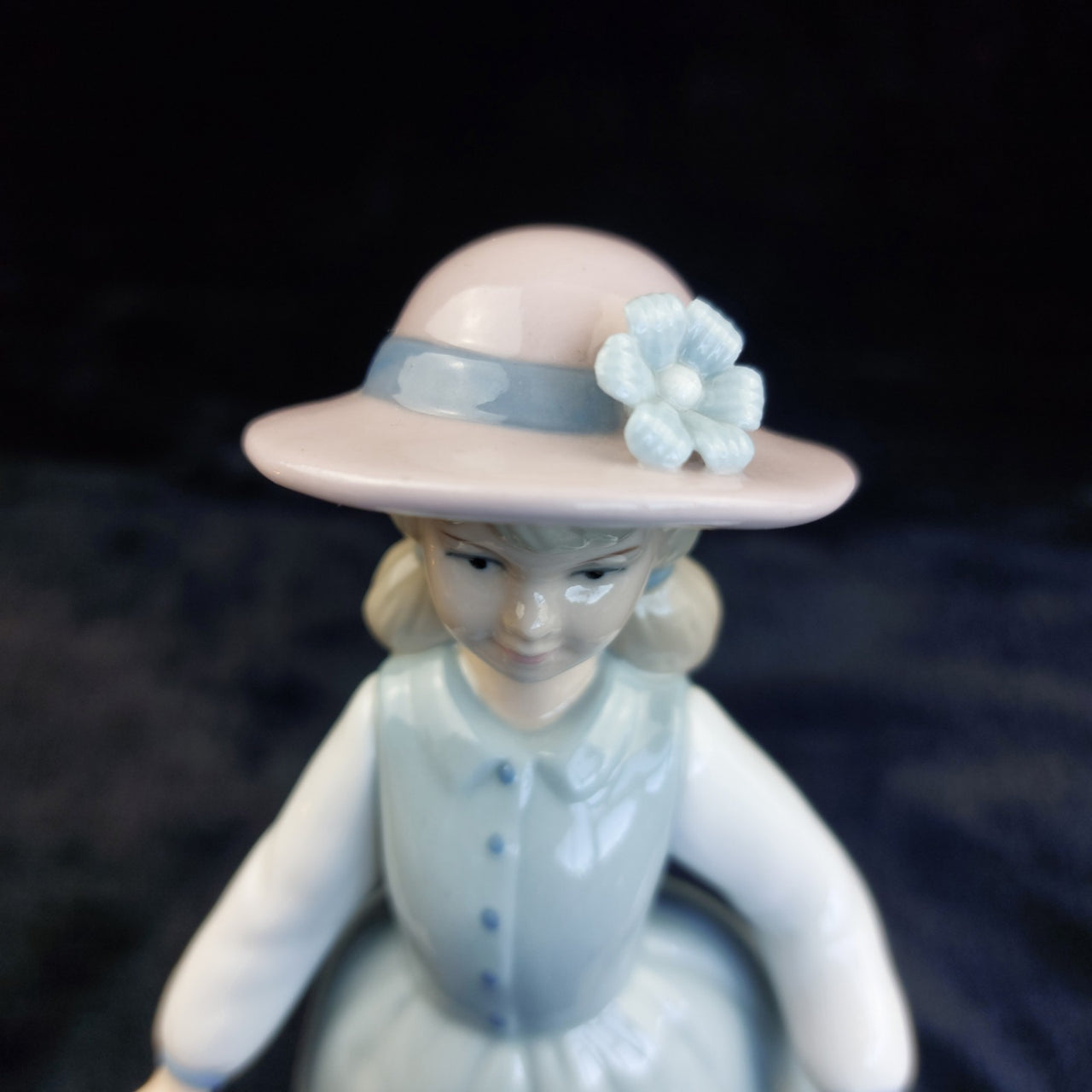 The Leonardo Girl Collection with Basket Blue Dress Figurine 7" Porcelain Flower3