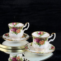 Thumbnail for Royal Albert Old Country Roses Cups & Saucers Set of 2 Bone China England 196215