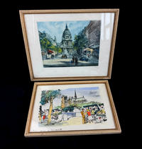Thumbnail for Parisian Street Scene Watercolors -Etchings by 