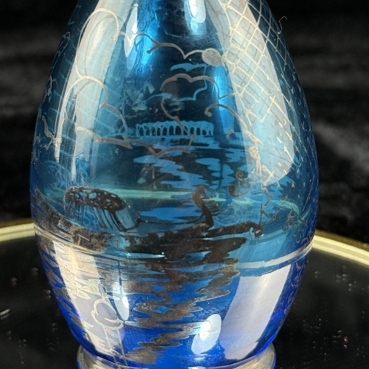 Schott Zwiesel Blue Glass Vase Florida Design Heinrich Löffelhardt Vintage 5”4