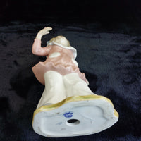 Thumbnail for Lladro Style Girl Figurine, Valencia Spain, Flower, Bow Pink , 12