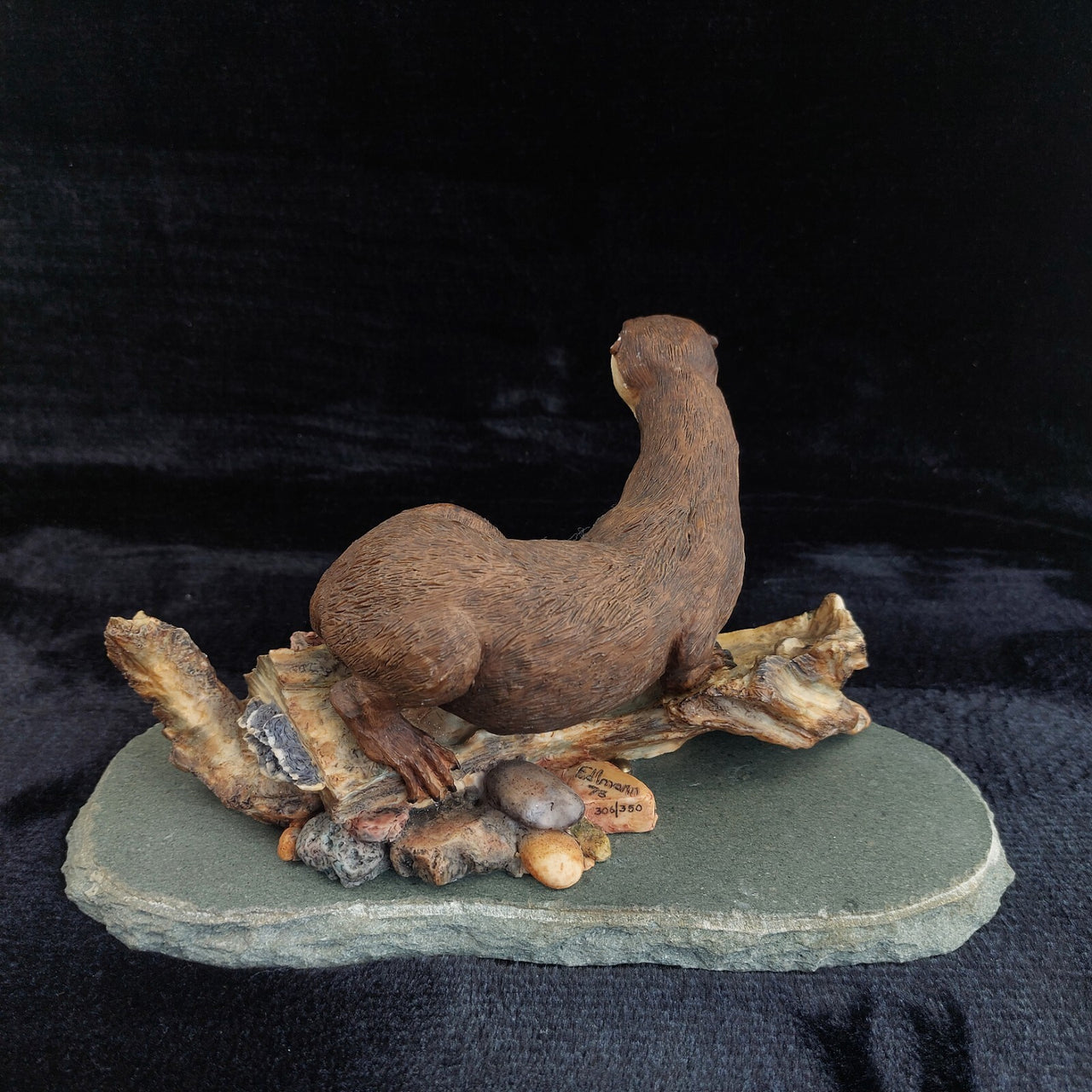 Border arts fine Edmann 1978 Limited Otter Sculpture 306/350 Stone Base Wil2