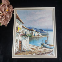 Thumbnail for Mediterranean Scene Coastal Oil Painting – Signed Framed Artwork United Kingdom7