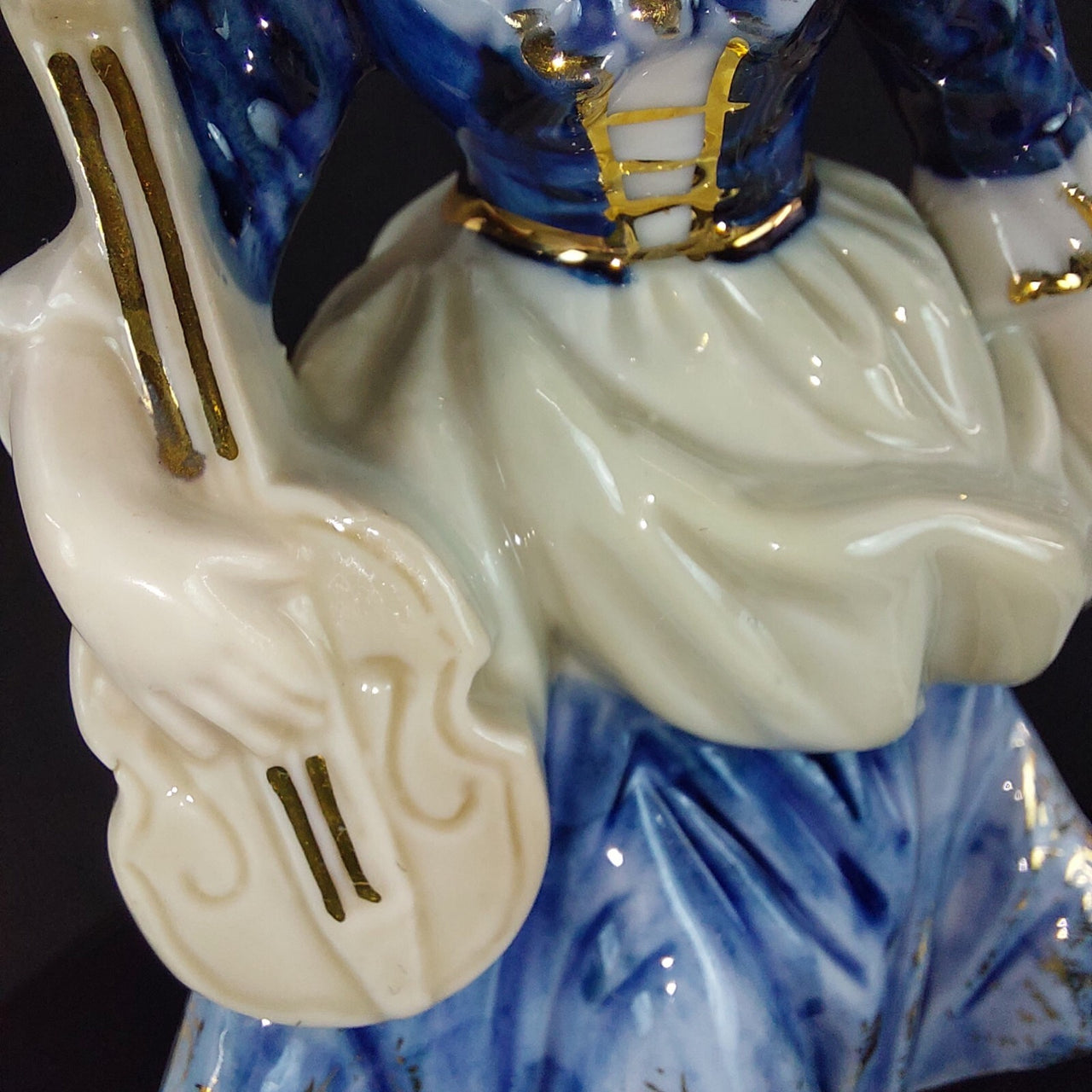 Vintage Porcelain Foreign Lady Musician Figurine 6.5" Ceramic Art Deco Style dec8