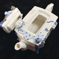 Thumbnail for Novelty Machine Sewing Teapot White Blue Gold Ceramic Stitching Theme see pics6