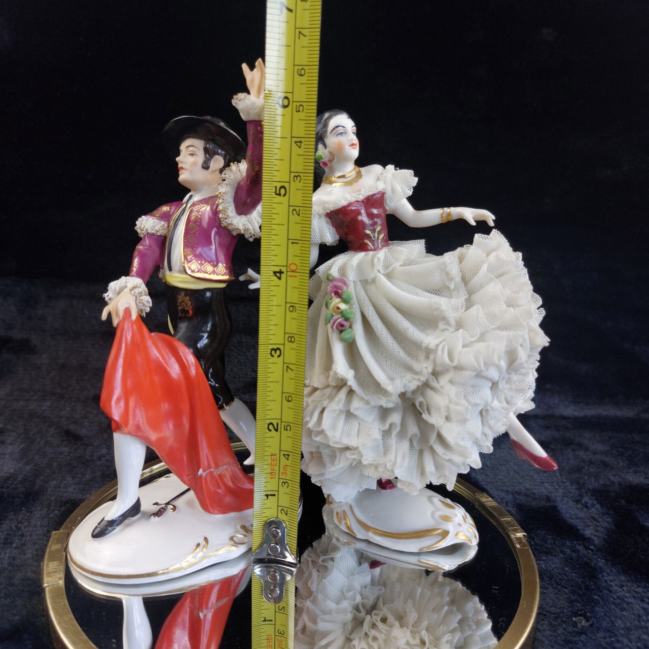 Alka Dresden Deco German Porcelain Torero Spanish Pair Dancer chip see pics 3